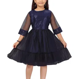 Muhuratam Kids-Girls Navy Blue Dresses-image-35