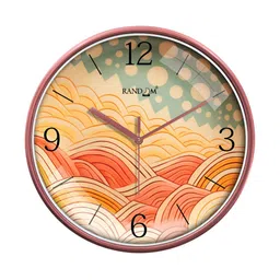 RANDOM Orange & Green Printed Contemporary Wall Clock-2