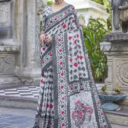 Anouk Batik Printed Pure Cotton Saree-image-4