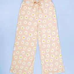 KiddoPanti Girls Daisy Flower Printed Pure Cotton Straight-Leg Lounge Pant-image-85