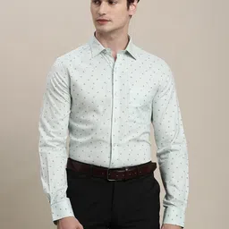 Turtle Men Standard Slim Fit Spread Collar Micro Ditsy Printed Cotton Formal Shirt-image-16