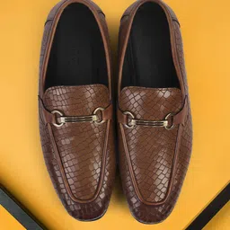 Metro Men Textured Formal Slip On Loafer Shoes-image-41