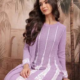 Sangria Floral Self-Design A-Line Winter Kurta with Trousers & Dupatta-picture-36