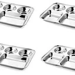 Dinner/Lunch Plates (Bhojan Thali set of 4) Sectioned Plate-image-37