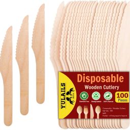 Use and Throw 6.2 inch Knife | Disposable Wooden Table Knife, Bread Knife Set-1