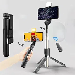 hybite Premium Selfie Stick, Bluetooth Extendable Selfie Stick Tripod with Led Light Wireless Remote and Portable Tripod Stand Compatible for All iPhone and Android Smartphone Bluetooth Selfie Stick image 2