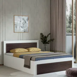 a globia creations Dimora Queen Size Bed in Brown & White Finish with Hydraulic Storage-picture-36