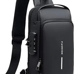Black Men & Women Sling Bag Anti-theft Water-Resistant Cross body Bags With USB Charging Bag-image-51