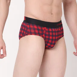 UnderJeans by Spykar Men Blue & Red Checked Basic Briefs UJMBRRPBS035BLUECHECK image 2