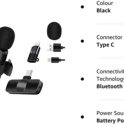 bitesize K8 Wireless Lapel Mic | PLUG & PLAY for Youtube,Vlogging android / Iphone / PC MICROPHONE image 5
