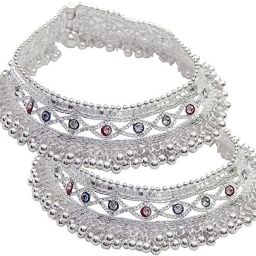 Beautiful Silver Plated Bridal Payal For Women One JODI Alloy Anklet Silver Anklet-image-71
