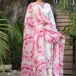 GoSriKi Women Paisley Embroidered Regular Kurta with Trousers & With Dupatta-picture-56