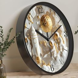 RANDOM Black & White Printed Contemporary Analogue Round Wall Clock-13