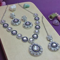 Anouk Rhodium-Plated Stone Studded Jewellery Set-12