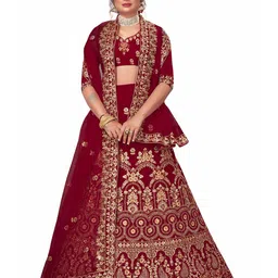 Maroosh Embellished Thread Work Unstitched Lehenga & Blouse With Dupatta-picture-36