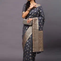 KALINI Ethnic Motifs Woven Design Zari Banarasi Saree-15