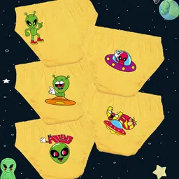 NUSYL Boys Pack Of 5 Space Raiders Printed Pure Cotton Basic Briefs NUBCBRFPO5.0074-image-9