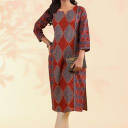 SZN Women Geometric Printed Sequinned Cotton Kurta-picture-39