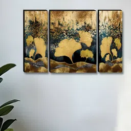 Myntra Elegant Homes Gold-Toned & Black 3 Pieces Abstract Wall Art-image-64