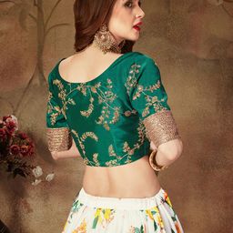 FABPIXEL Embroidered Sequinned Semi-Stitched Lehenga & Unstitched Blouse With Dupatta image 4