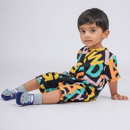 BE AWARA Kids Letter Graphic Printed Cotton Romper-image-26