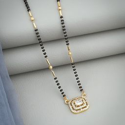 Wynona Gold-Plated American Diamond Studded and Beaded Mangalsutra-image-5