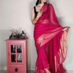 LeeliPeeri Designer Zari Saree With Unstitched Blosue-image-88