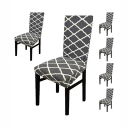 GIFTS ISLAND Set Of 6 Grey Printed Chair Covers-image-95