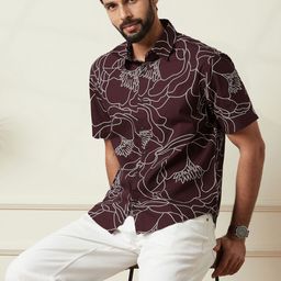 WROGN Men Comfort Relaxed Fit Spread Collar Floral Printed Cotton Casual Shirt-image-28