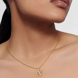 KISNA DIAMOND AND GOLD JEWELLERY 14Kt Yellow Gold Plated AD Stone Studded Pendant Chain-43