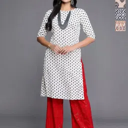 Anouk Rustic Women Pack Of 4 Ethnic Motifs Printed Round Neck Crepe Kurta-23