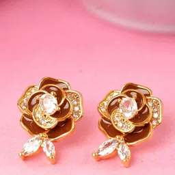 Rukhmani Gold-Plated American Diamond Studded Floral Shaped Studs-picture-58