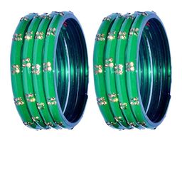 fitonrist Set Of 8 Stone-Studded Bangles-image-70