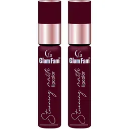 GlamFam Set Of 2 Stunning Matte Waterproof Lip Color- 5 ml Each- Deep Maroon 12-3