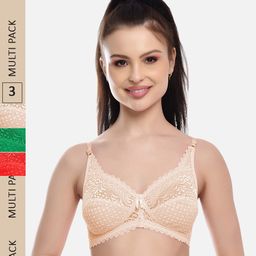 FIMS Pack Of 3 Self Design Non-Padded All Day Comfort Rapid-Dry Bralette Bra-picture-14