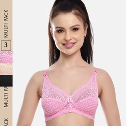 FIMS Pack Of 3 Self Design Non-Padded All Day Comfort Rapid-Dry Bralette Bra-picture-4