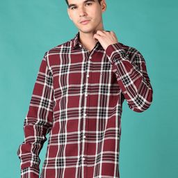 V-Mart Men Tartan Checks Opaque Checked Casual Shirt-image-94