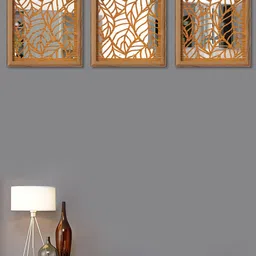 Art Street Set Of 3 Brown Square Shape Decorative Wall Mirror-35