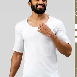 AMUL COMFY Pack of 3 Men's Pure Cotton White Sleeve Vest-image-60