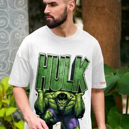 Metronaut Hulk Printed Round Neck Drop Shoulder Pure Cotton Oversized T-shirt-picture-13