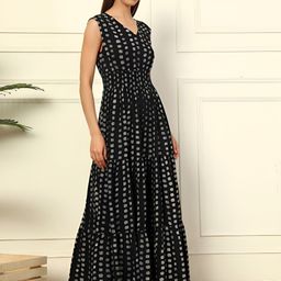 Femvy Print Crepe Fit & Flare Maxi Dress-picture-4
