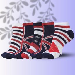 MJE Men Pack Of 5 Patterned Ankle Length Socks-image-49