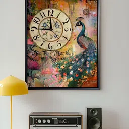 Art Street Gold-Toned Wooden Traditional Wall Art Painting with Clock-image-35