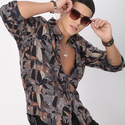 VASTRADO Men Classic Slim Fit Opaque Printed Casual Shirt-picture-19