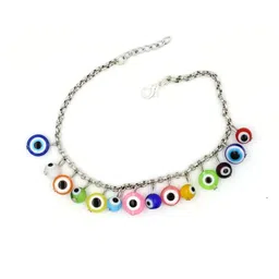 gurjari jewellers Women Silver-Plated Evil Eye Charm Bracelet-image-13