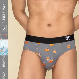 XYXX Pack Of 3 Conversational Printed Anti Microbial Cotton Basic Briefs XYBRF3PCKN906-image-86