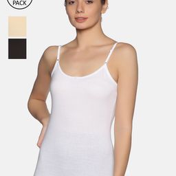 NOT YET by us Women Pack Of 3 Black & White Solid Adjustable Camisoles-image-66