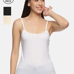 NOT YET by us Women Pack Of 3 Solid Cotton Camisoles-image-17