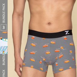 XYXX Pack Of 3 Printed Cotton Basic Briefs XYTRNK3PCKN928-17