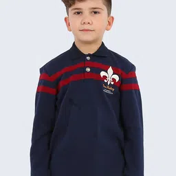 One Friday Boys Colourblocked Polo Collar Applique T-shirt-42